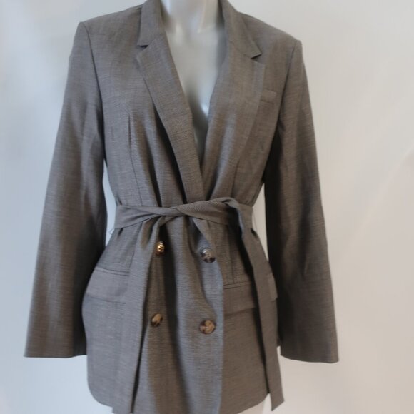 NWT Womens TWP Taupe Virgin Wool Blend Blazer Smoking Jacket S - Picture 4 of 16